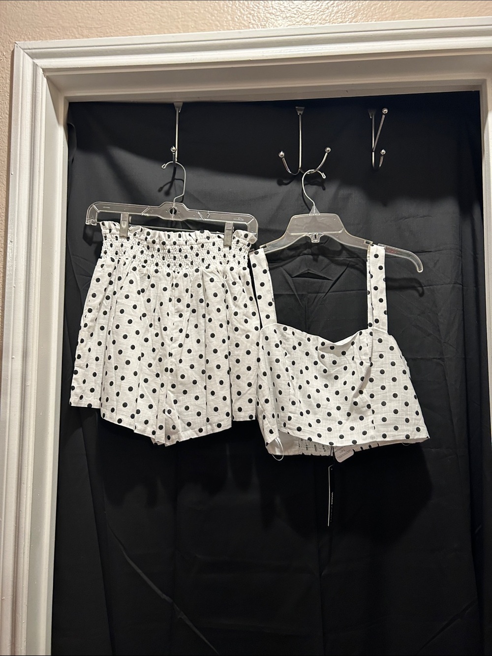 Fashion Nova White Polka Dot Shorts Set - Black Dot Print